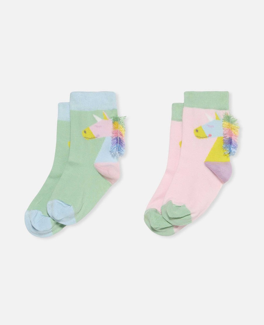 Kids Stella McCartney Shoes And Bags | 2 Pair Pack Of Rainbow Unicorn Ankle Socks