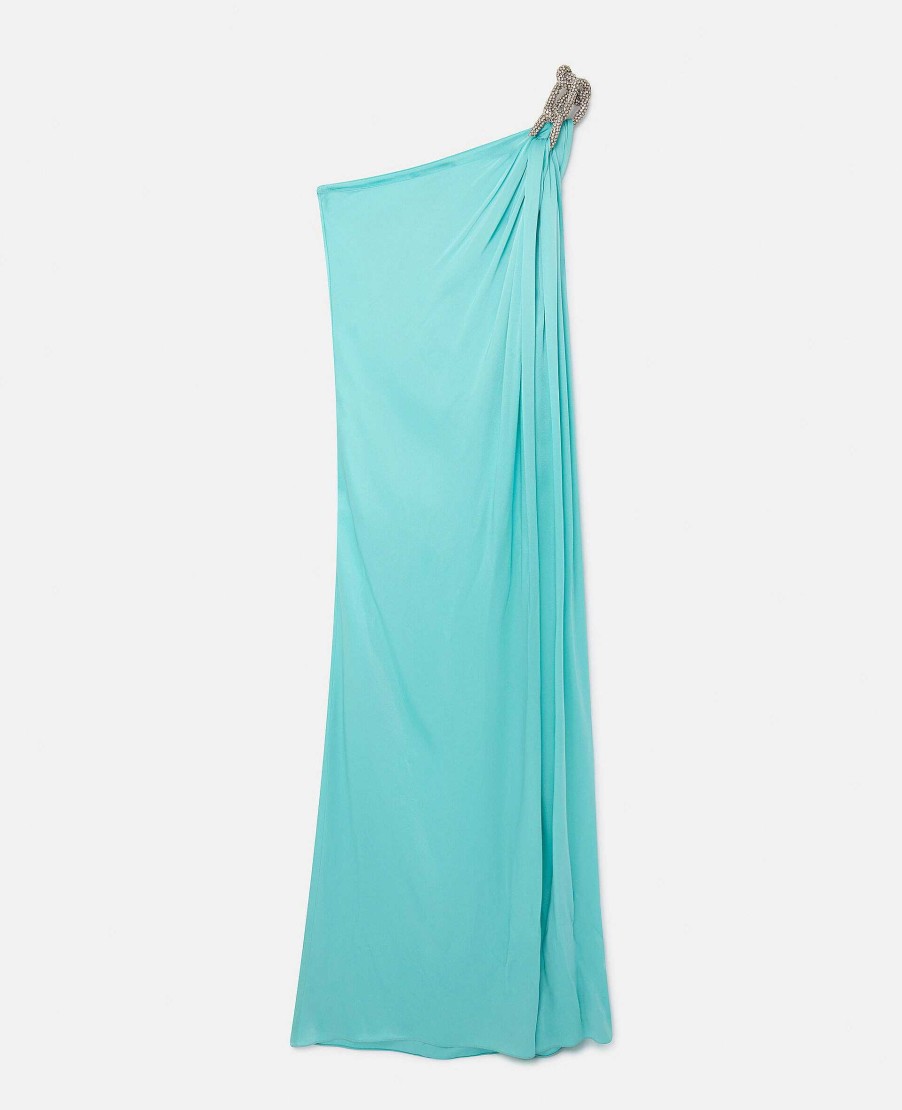 Women Stella McCartney Dresses | Falabella Crystal Chain Double Satin One-Shoulder Gown