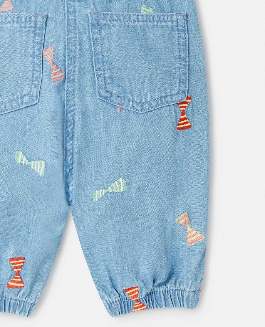 Kids Stella McCartney Baby Girls | Striped Bow Print Baby Jeans