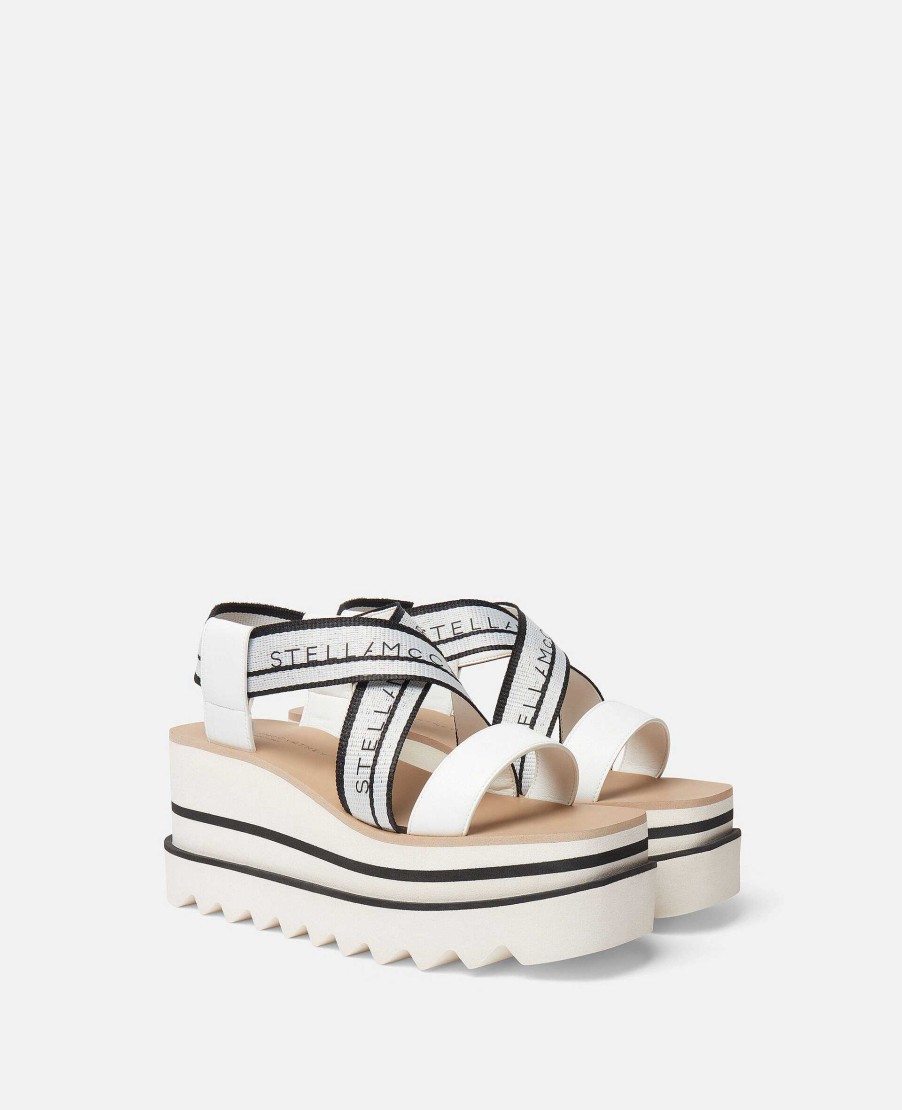 Women Stella McCartney Wedges | Sneak-Elyse Striped Platform Sandals