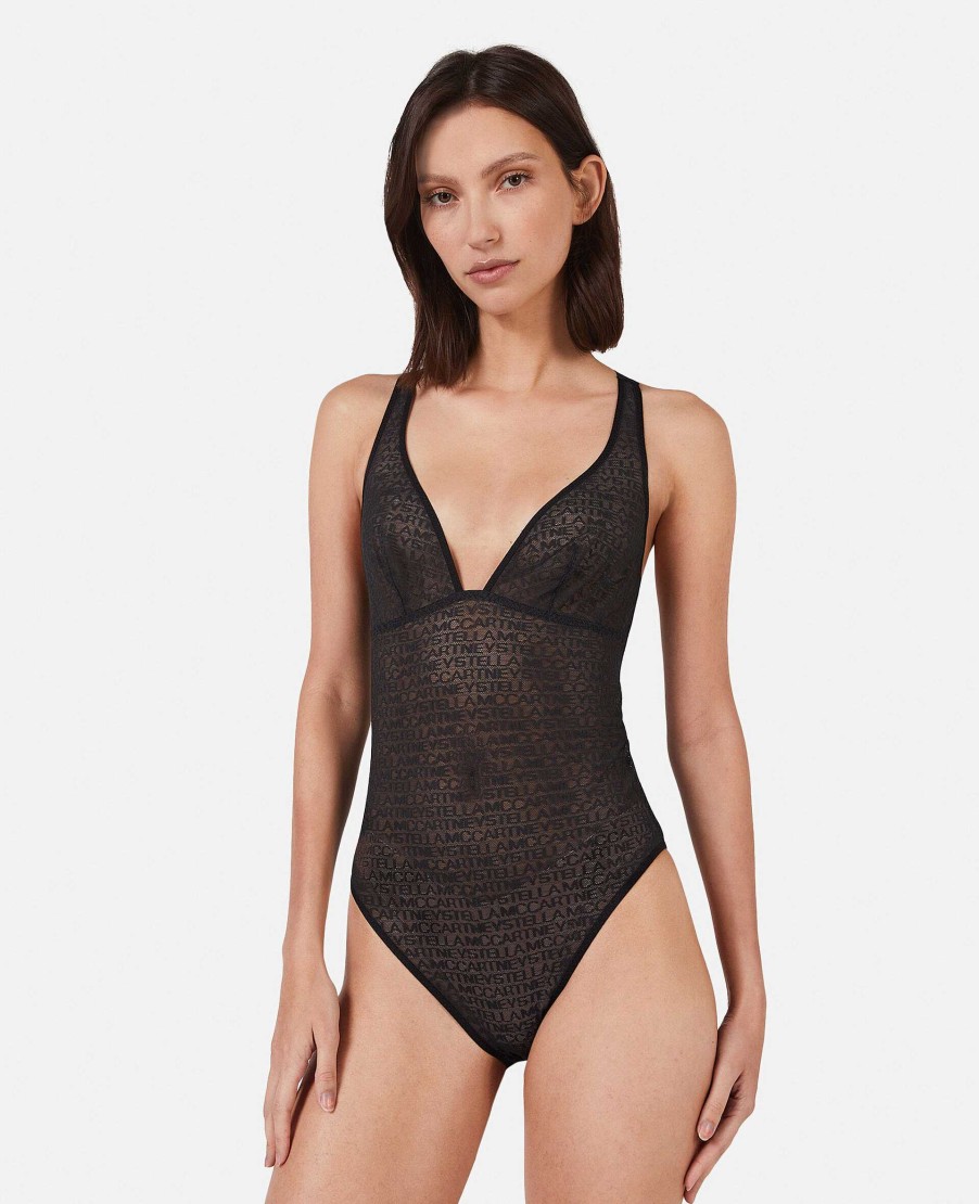 Women Stella McCartney Lingerie And Sleepwear | Monogram Mesh Bodysuit