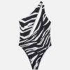 Women Stella McCartney Swimwear | Zebra Print Cut-Out Swimsuit