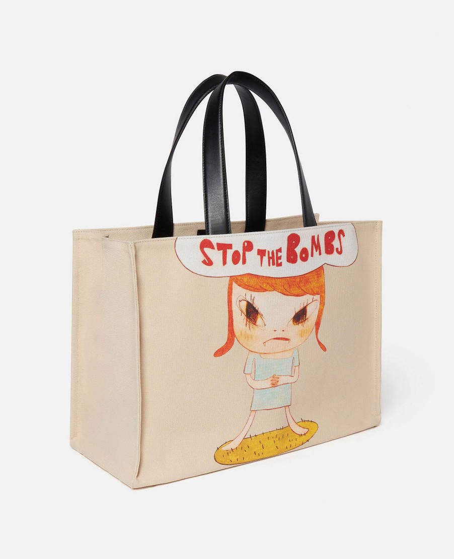 Unisex Stella McCartney Bags | Stop The Bombs Print Cotton Canvas Tote Bag