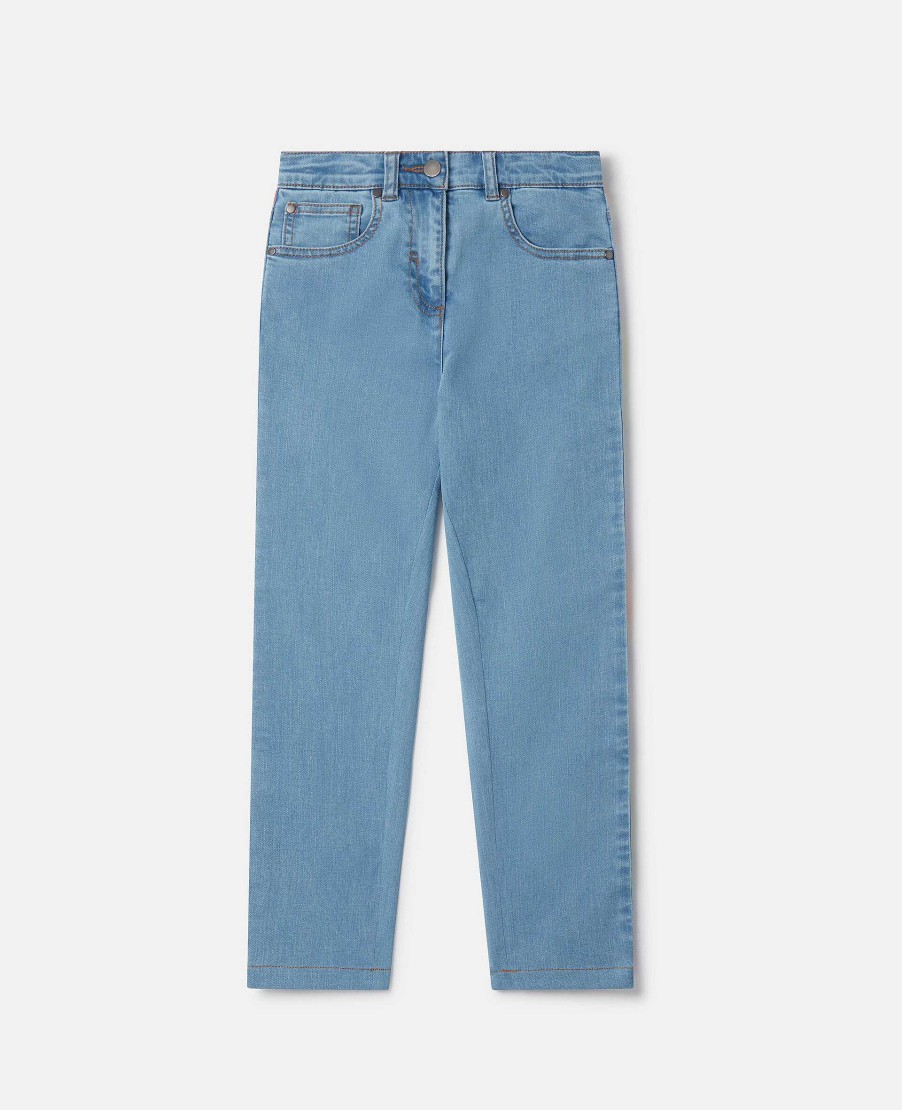 Kids Stella McCartney Trousers And Skirts | Rainbow Logo Tape Straight Leg Jeans