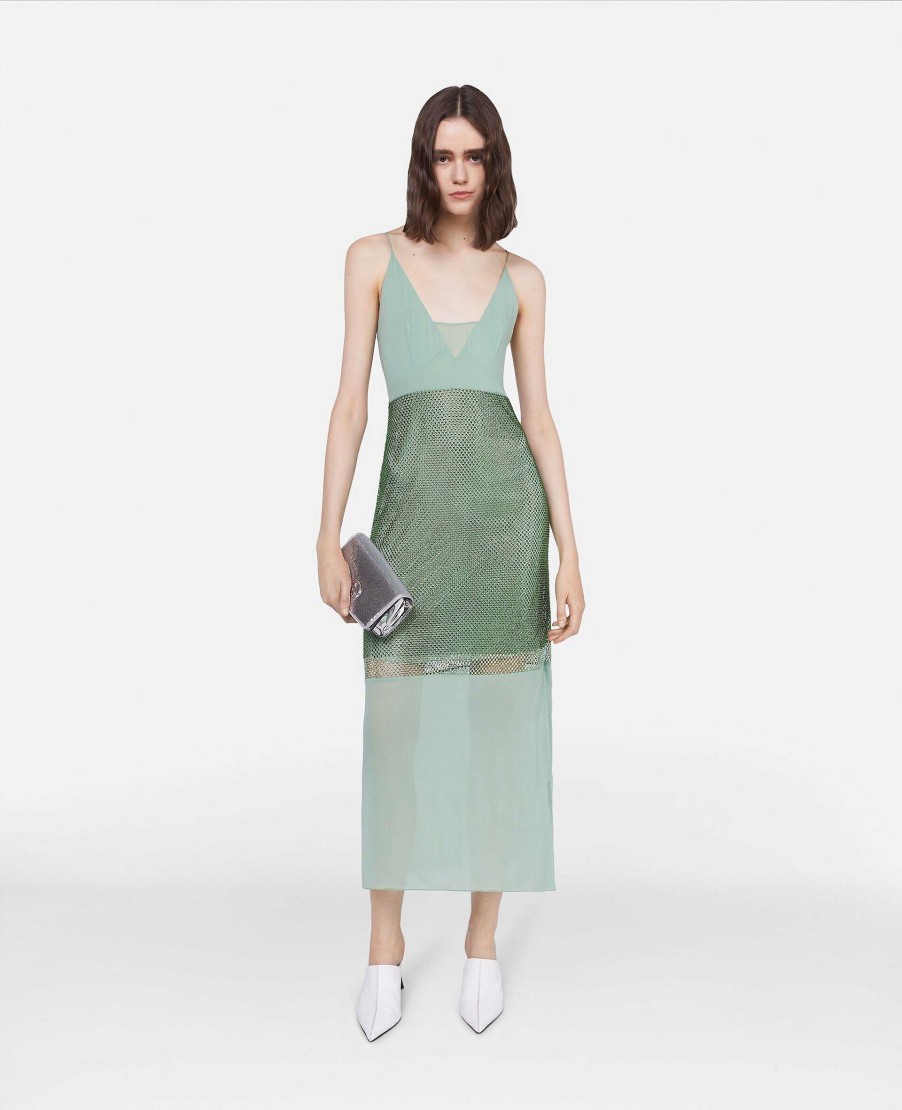 Women Stella McCartney Dresses | Crystal Panel Satin Slip Dress