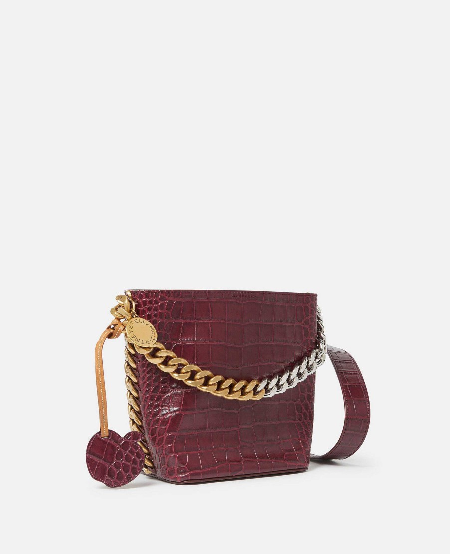 Women Stella McCartney Crossbody Bags | Frayme Croc-Effect Embossed Bucket Bag