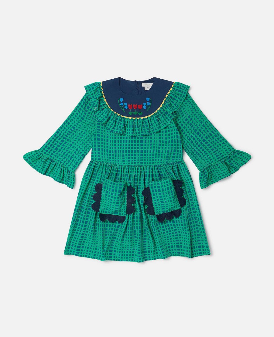 Kids Stella McCartney Dresses And All-In-Ones | Folk Flower Check Print Collared Dress