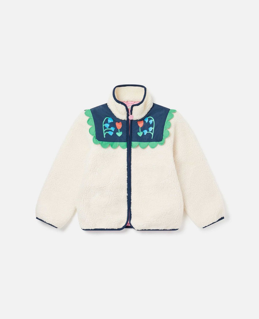 Kids Stella McCartney Jumpers And Cardigans | Folk Flower Embroidery Fleece Jacket