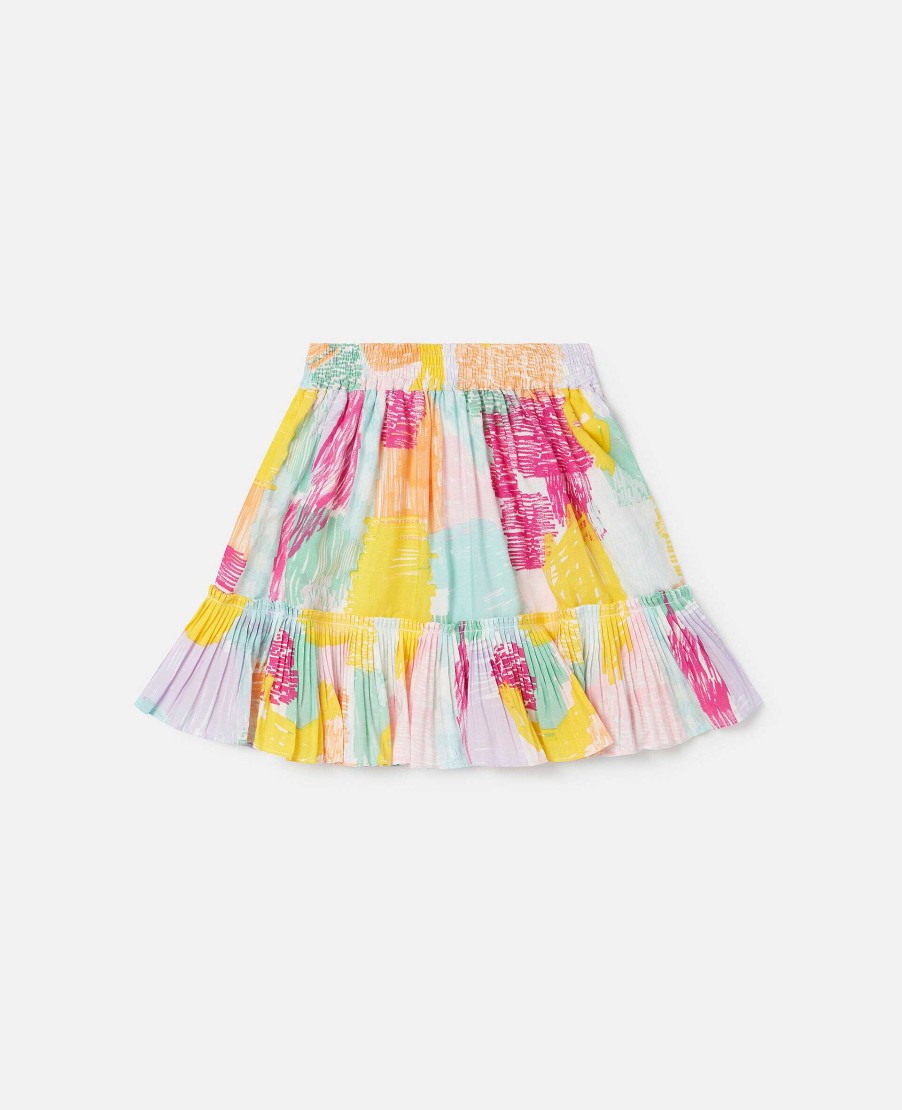 Kids Stella McCartney Trousers And Skirts | Abstract Doodle Print Ruffle Skater Skirt