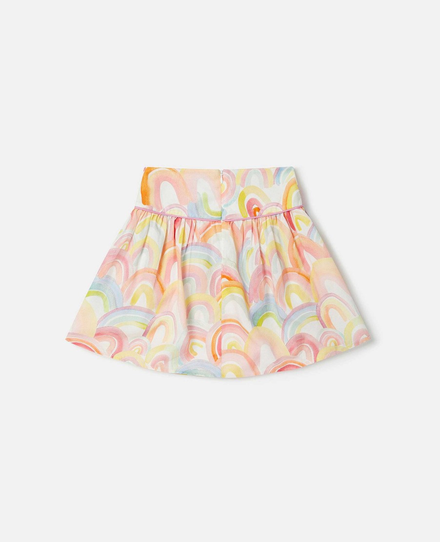 Kids Stella McCartney Trousers And Skirts | Watercolour Rainbow Print Skater Skirt