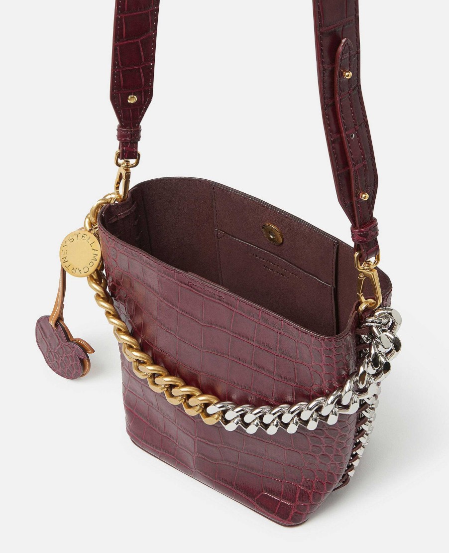 Women Stella McCartney Crossbody Bags | Frayme Croc-Effect Embossed Bucket Bag