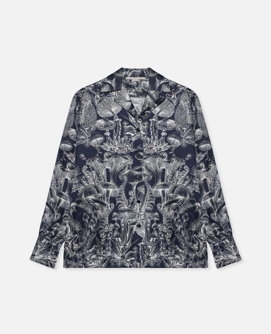 Women Stella McCartney Shirts And Tops | Fungi Forest Print Silk Pyjama Shirt