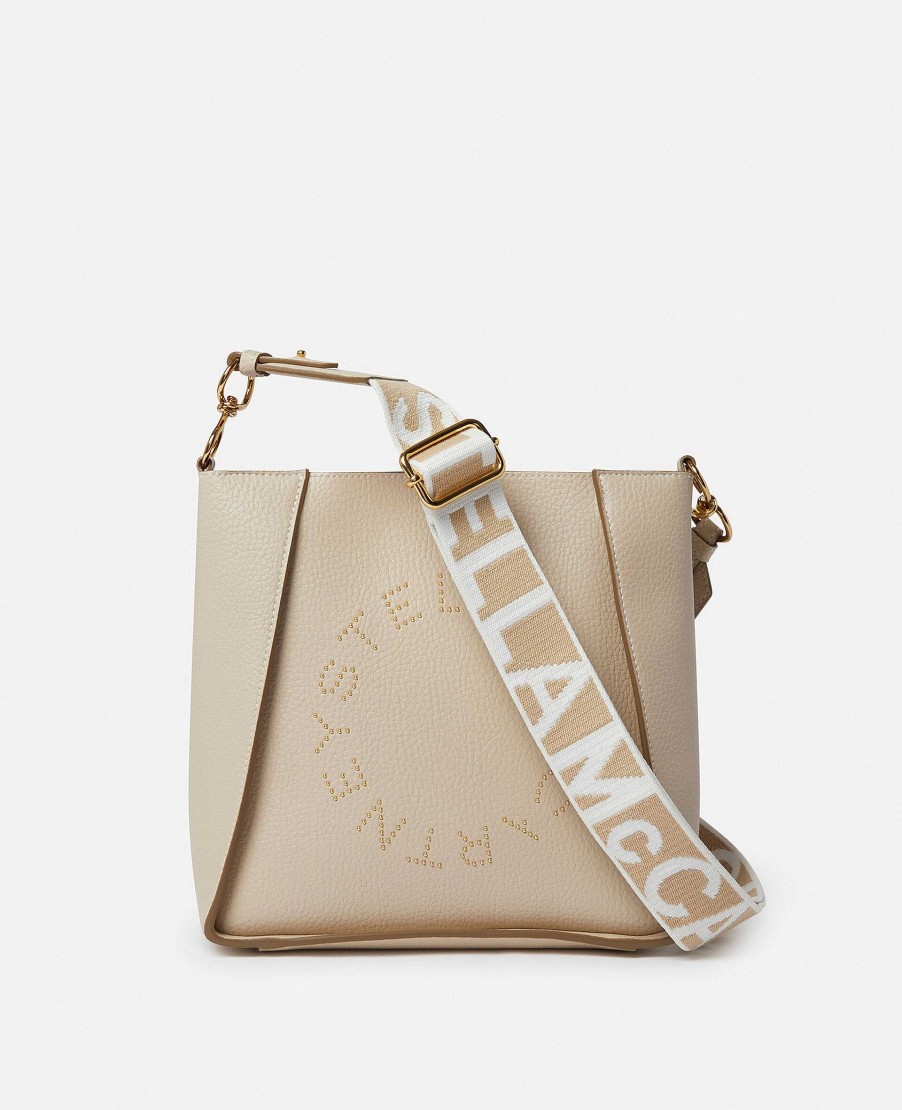 Women Stella McCartney Crossbody Bags | Logo Studded Grainy Alter Mat Shoulder Bag