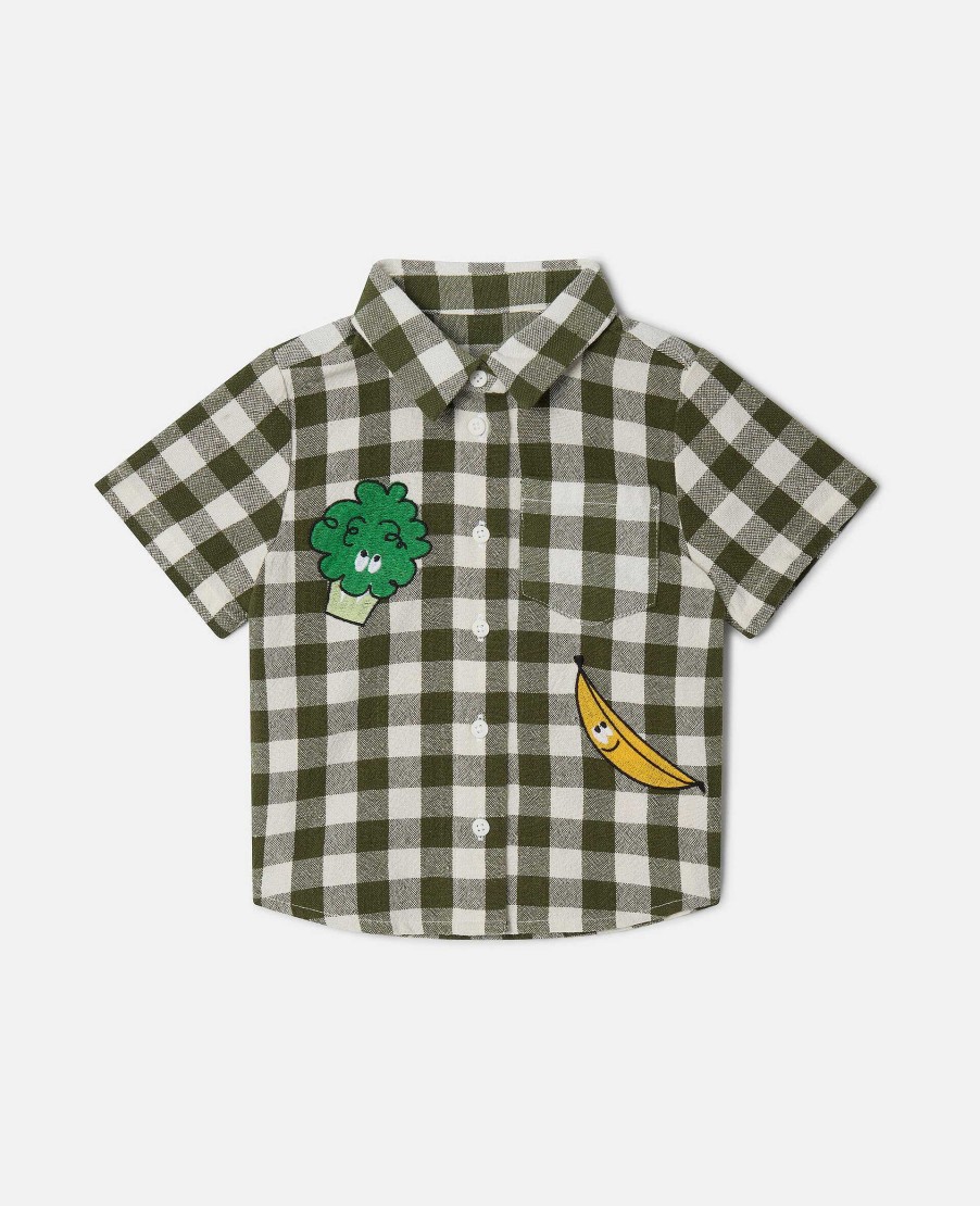 Kids Stella McCartney Baby Boys | Veggie Embroidery Gingham Shirt