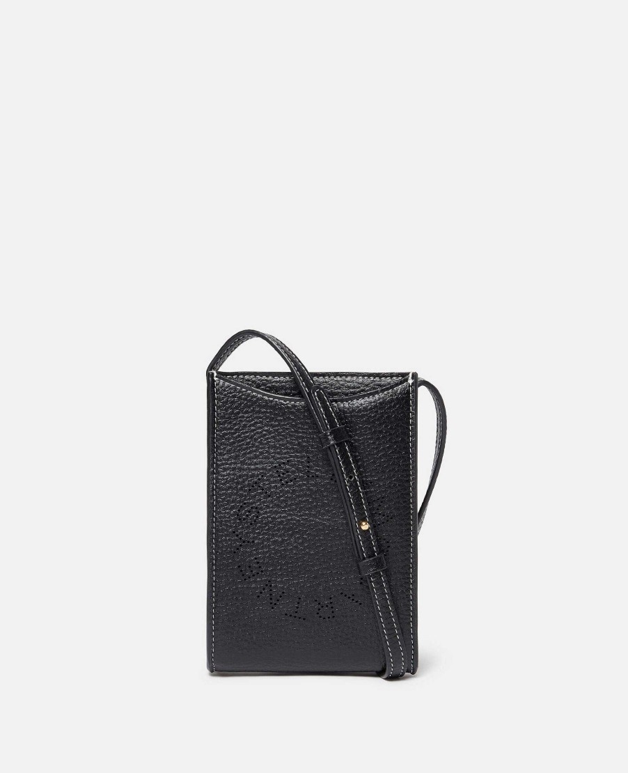 Women Stella McCartney Strap Wallets | Logo Grainy Alter Mat Crossbody Phone Pouch