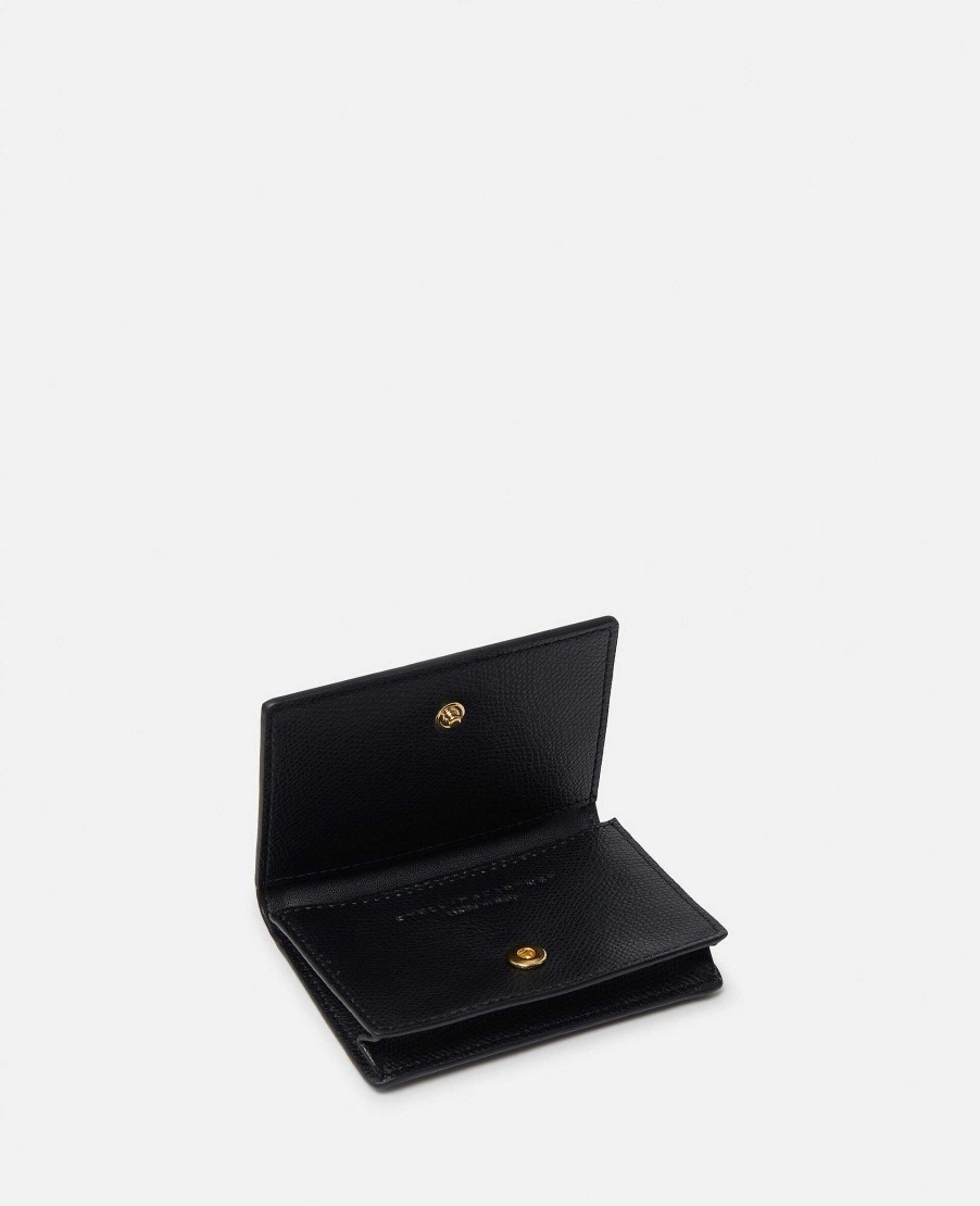 Women Stella McCartney Compact Wallets | Logo Grainy Alter Mat Flap Cardholder