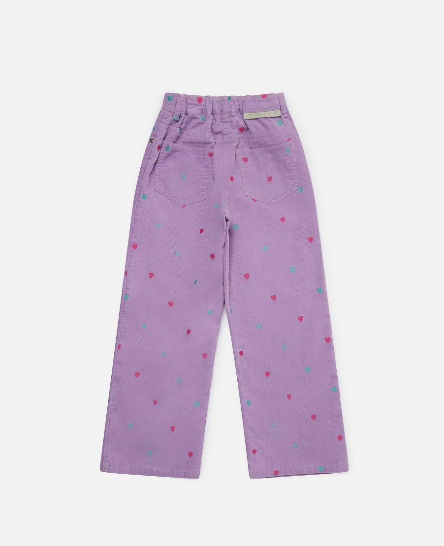 Kids Stella McCartney Trousers And Skirts | Heart Embroidery Wide Leg Jeans