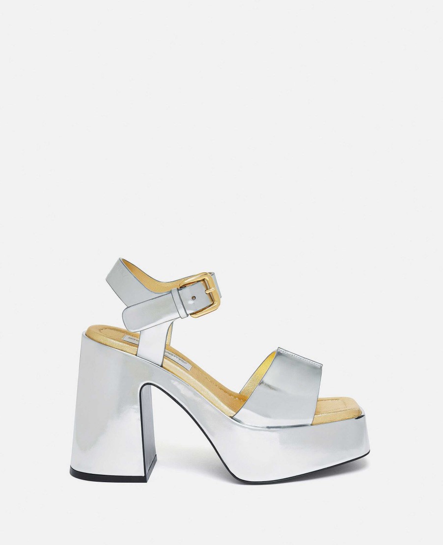 Unisex Stella McCartney Shoes | Skyla Double-Chromatic Mirrored Platform Sandals