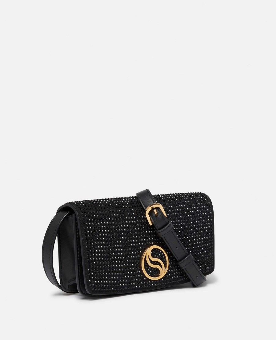 Women Stella McCartney Crossbody Bags | S-Wave Crystal Hotfix Wallet On Strap