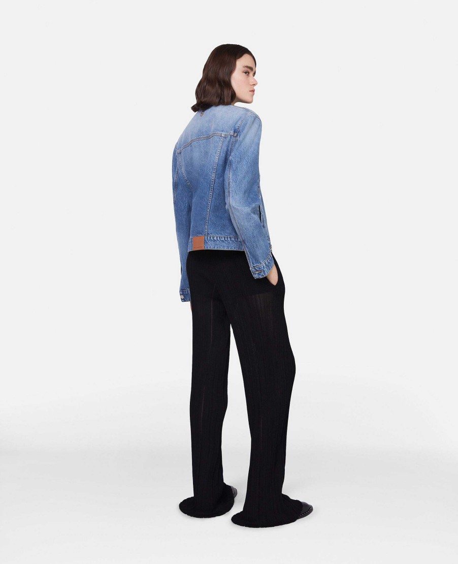 Women Stella McCartney Denim | Falabella Chain Light Wash Denim Jacket