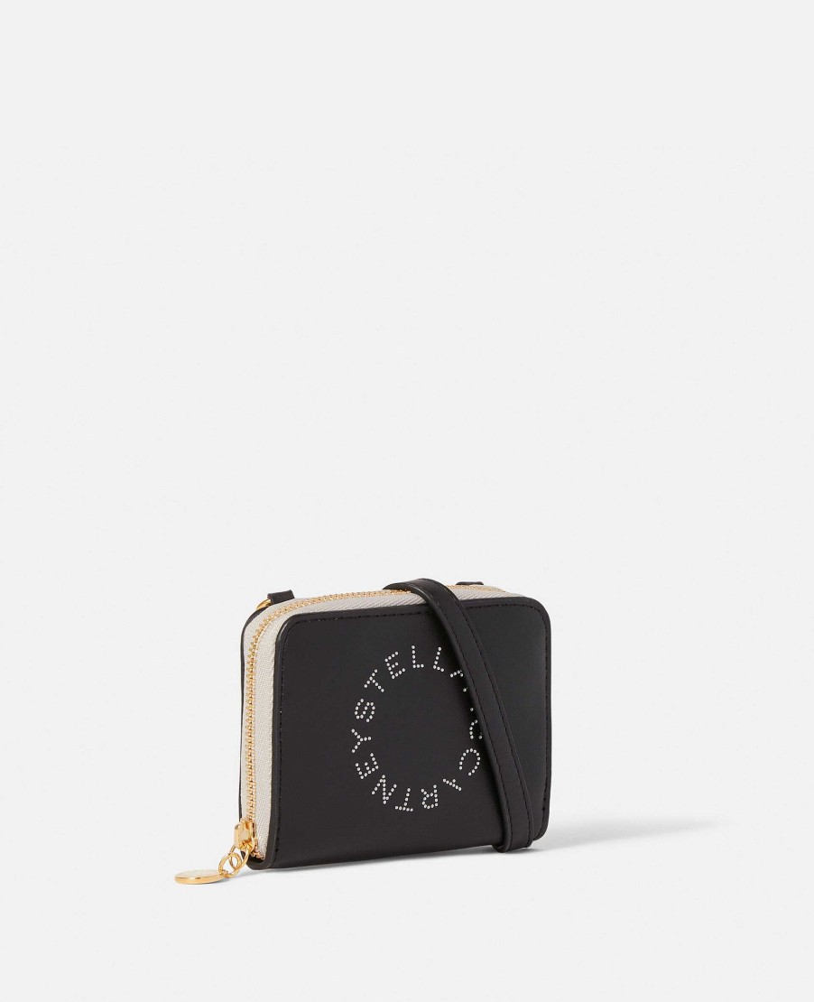 Women Stella McCartney Compact Wallets | Logo Zip Strap Cardholder