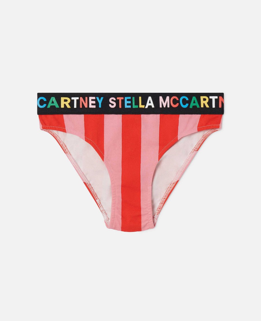 Kids Stella McCartney Shoes And Bags | 2 Pack Of Striped Logo Tape Briefs