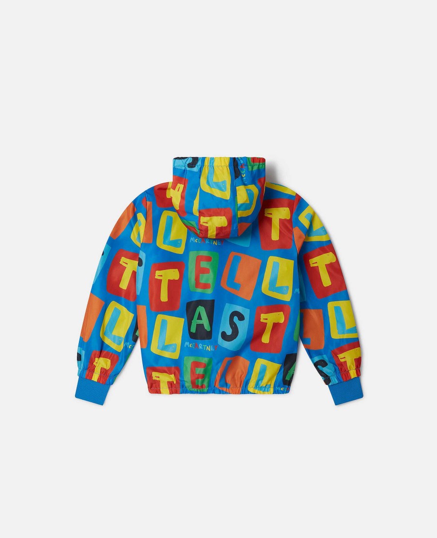 Kids Stella McCartney Outerwear | Letter Blocks Print Hooded Jacket