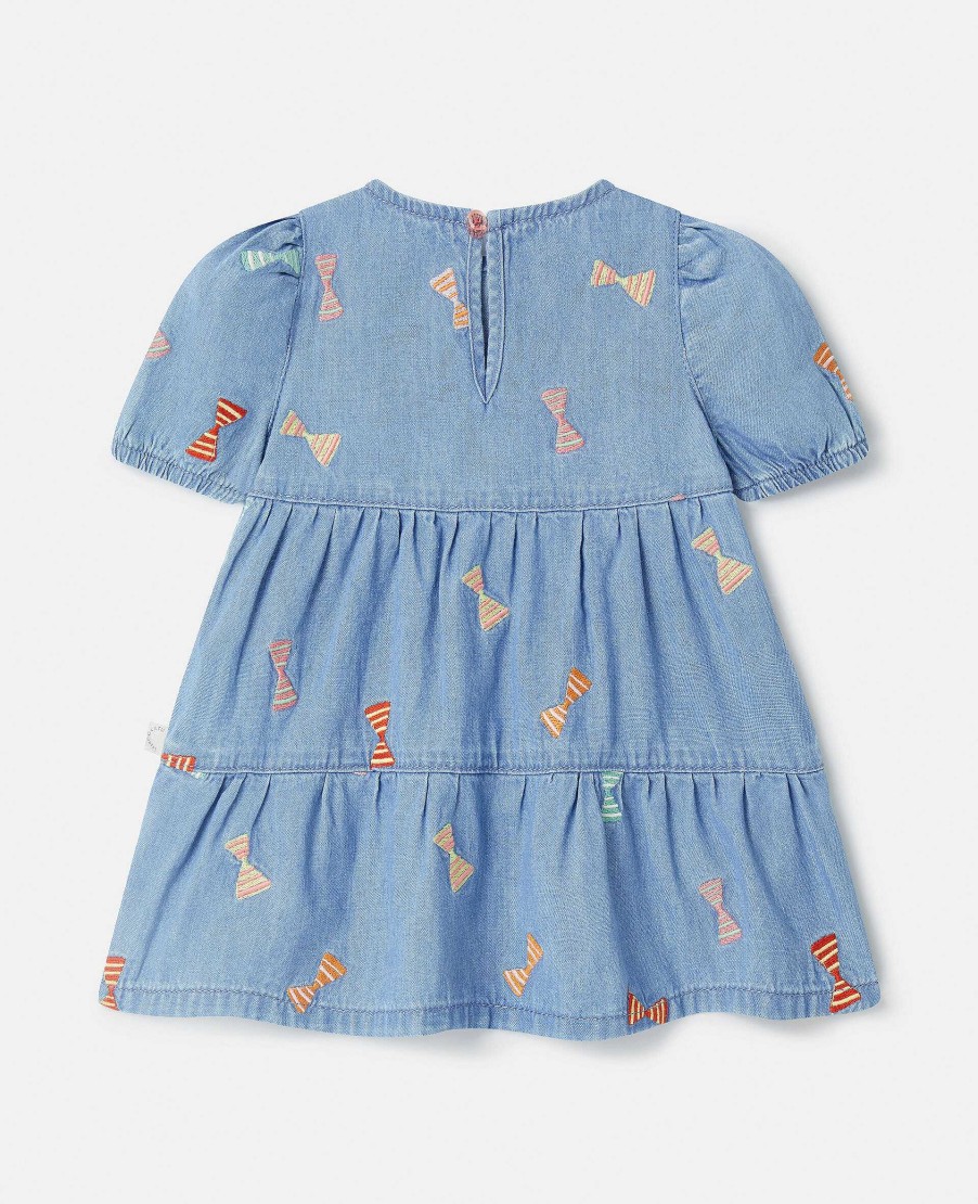 Kids Stella McCartney Dresses And All-In-Ones | Striped Bow Print Denim Dress