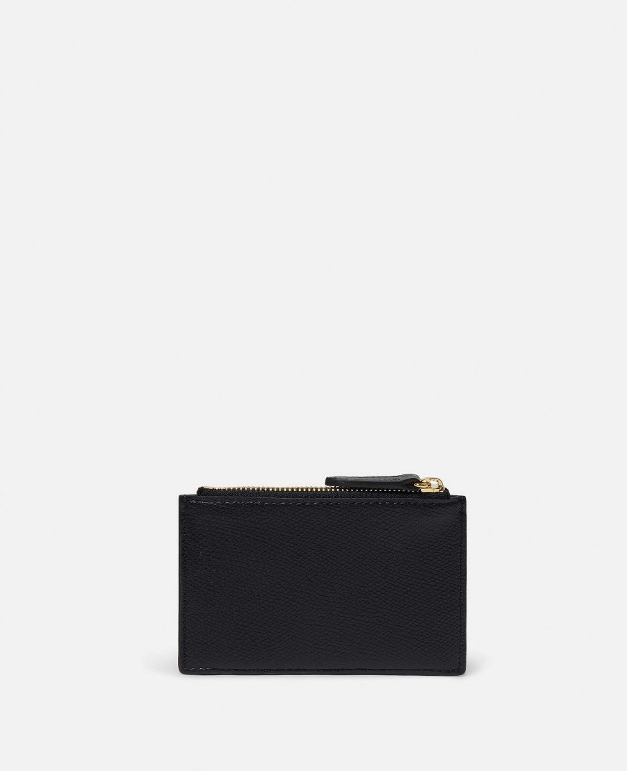 Women Stella McCartney Compact Wallets | Logo Grainy Alter Mat Zip Cardholder