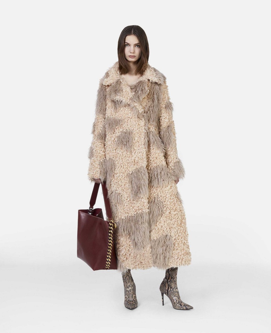 Women Stella McCartney Coats And Jackets | Tree Bark Print Long Teddy Coat