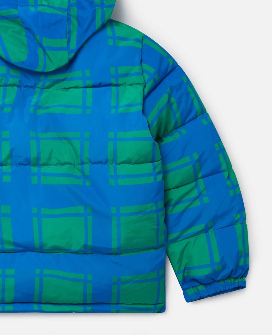 Kids Stella McCartney Outerwear | Sunshine Face Checked Puffer Coat