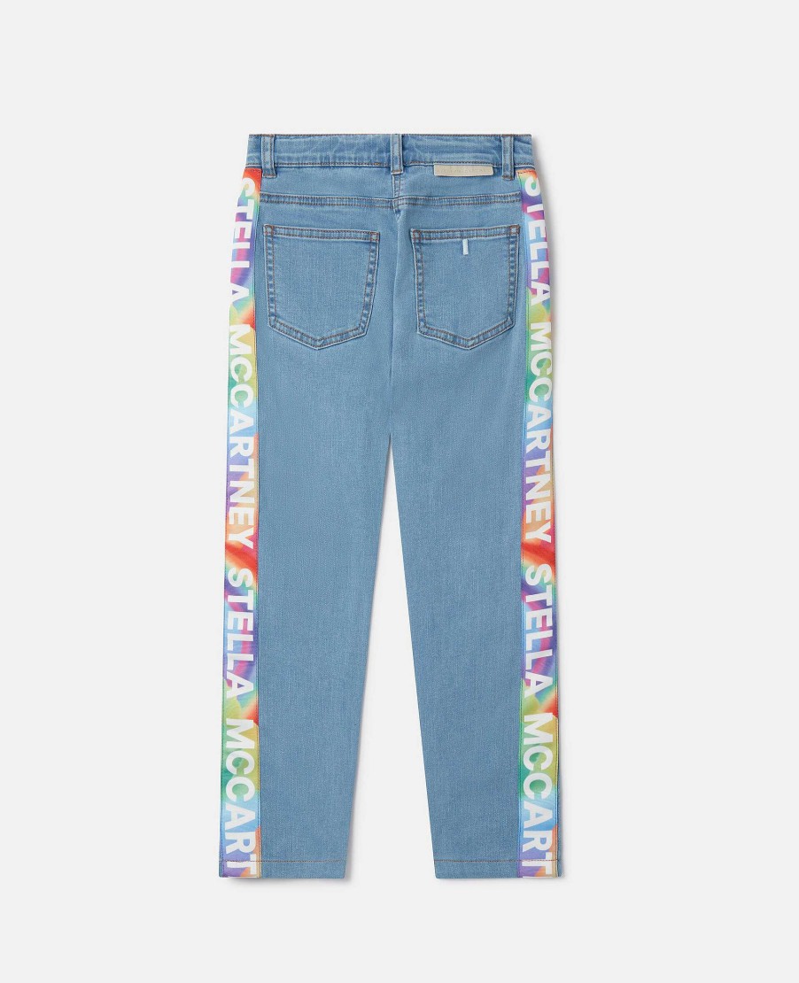 Kids Stella McCartney Trousers And Skirts | Rainbow Logo Tape Straight Leg Jeans