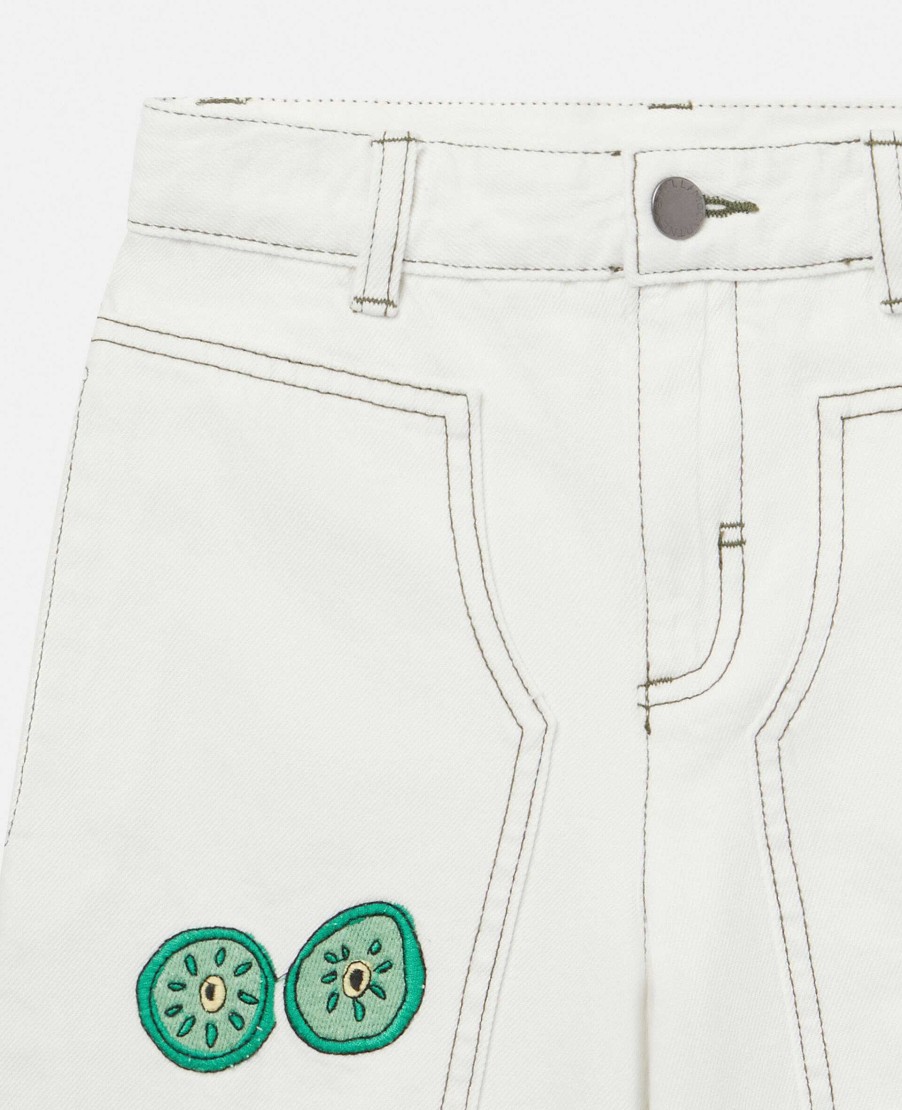 Kids Stella McCartney Trousers And Shorts | Veggie Embroidery Denim Shorts