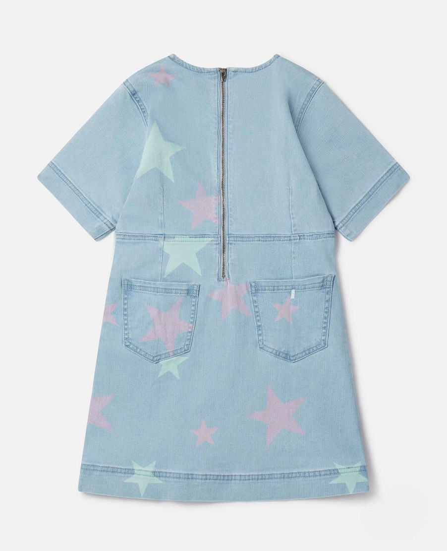 Kids Stella McCartney Dresses And All-In-Ones | Stella Star Print Denim T-Shirt Dress