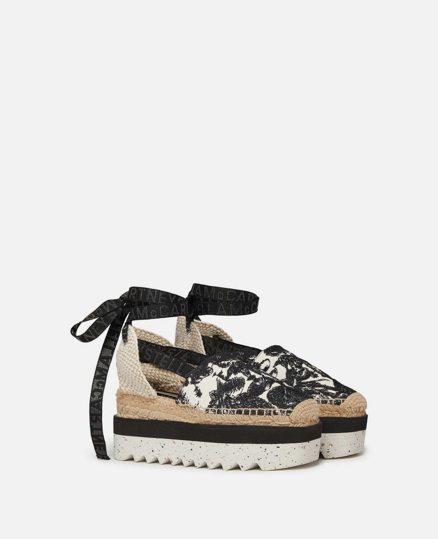 Women Stella McCartney Wedges | Gaia Moth Embroidery Platform Espadrilles