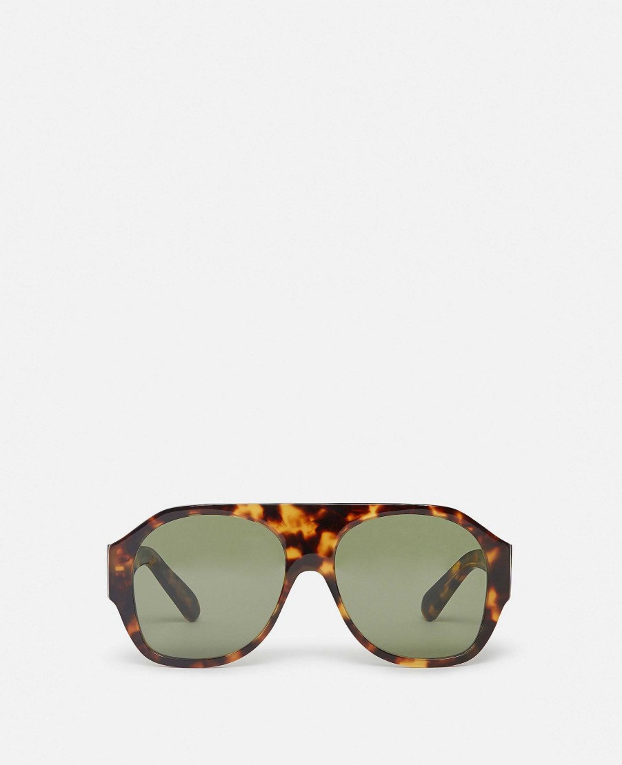 Women Stella McCartney Sunglasses | Logo Chunky Aviator Sunglasses