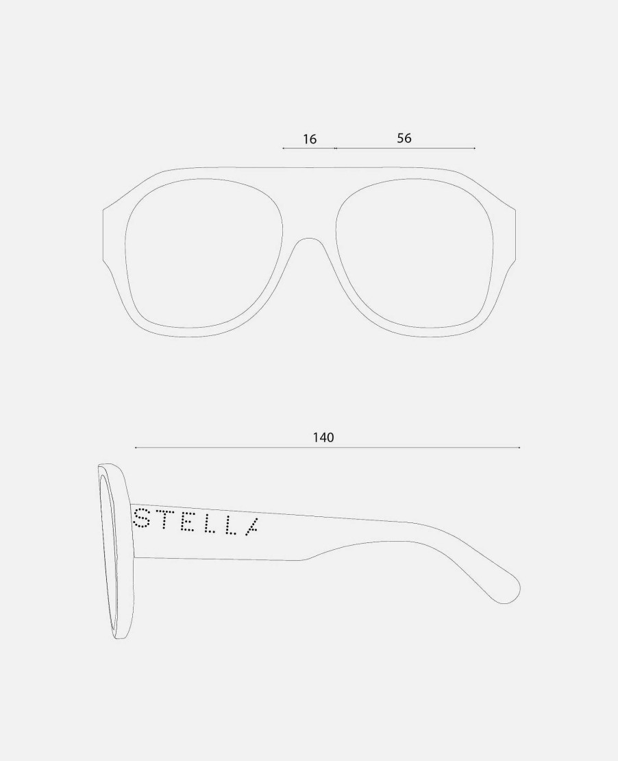 Women Stella McCartney Sunglasses | Logo Chunky Aviator Sunglasses