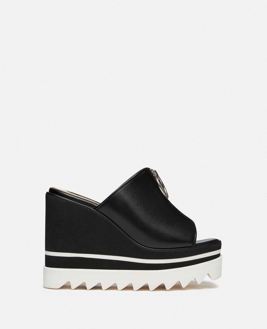 Women Stella McCartney Wedges | Sneak-Elyse Zip Slide Wedge Sandals