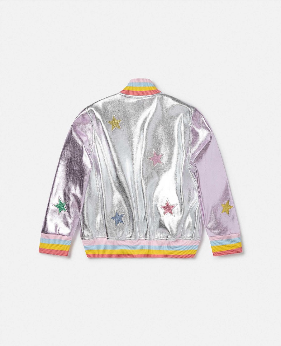 Kids Stella McCartney Outerwear | Metallic Star Applique Bomber Jacket