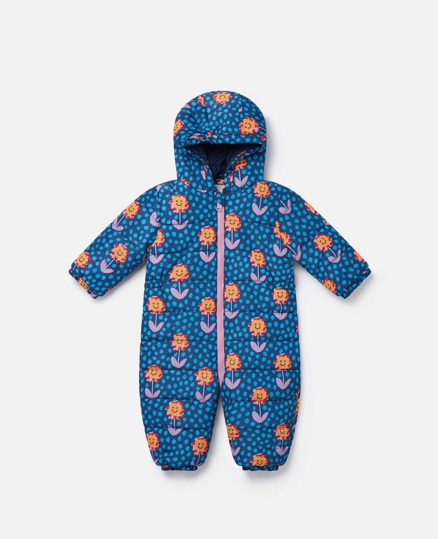 Kids Stella McCartney Baby Girls | Smiling Flower Print Pramsuit