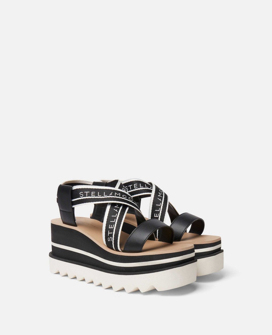 Women Stella McCartney Wedges | Sneak-Elyse Striped Platform Sandals