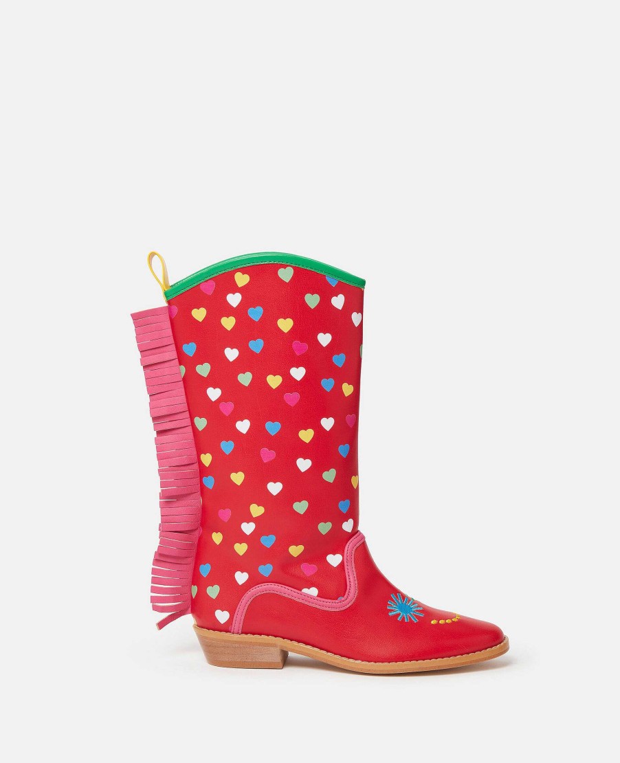 Kids Stella McCartney Shoes And Bags | Heart Print Fringed Cowboy Boots