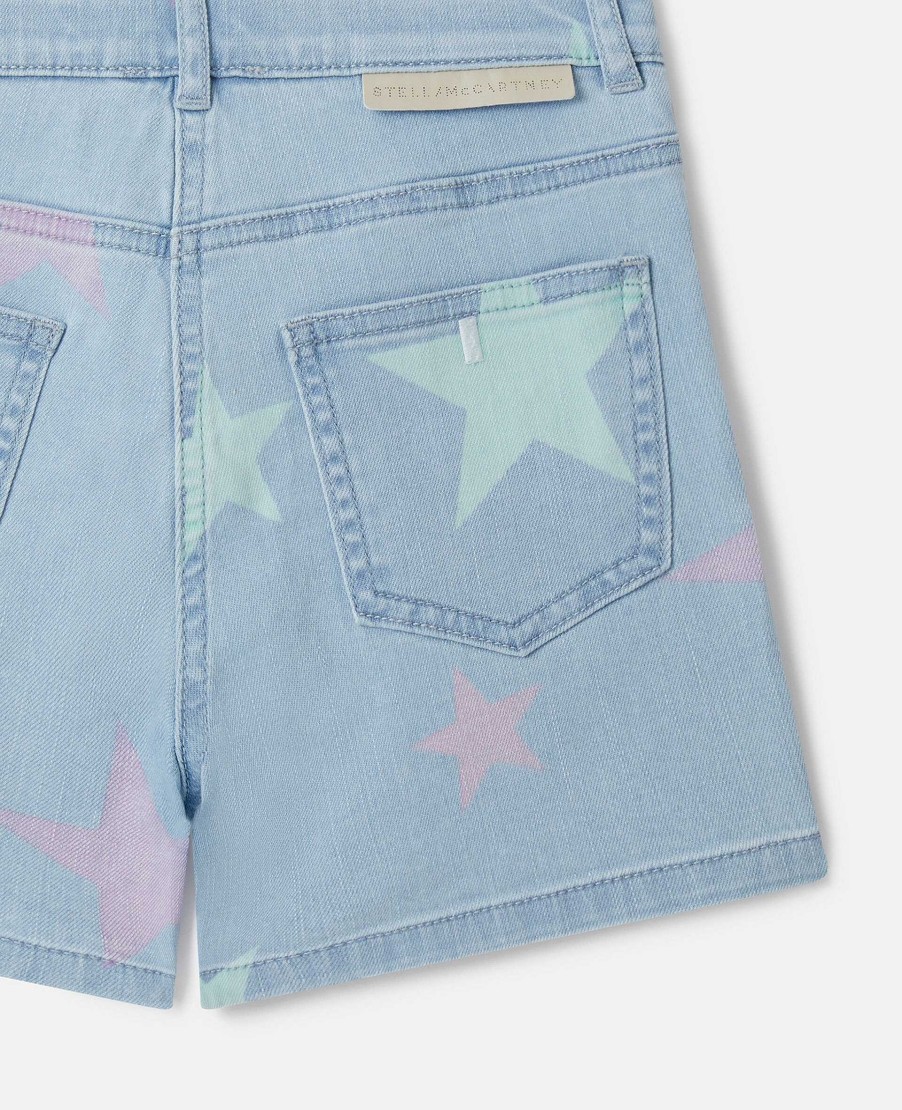 Kids Stella McCartney Trousers And Skirts | Stella Star Print Denim Shorts