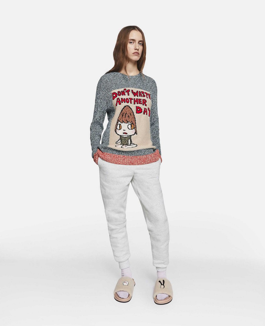 Unisex Stella McCartney Sweatshirts | Don'T Waste Another Day' Slogan Cotton Knit Jumper