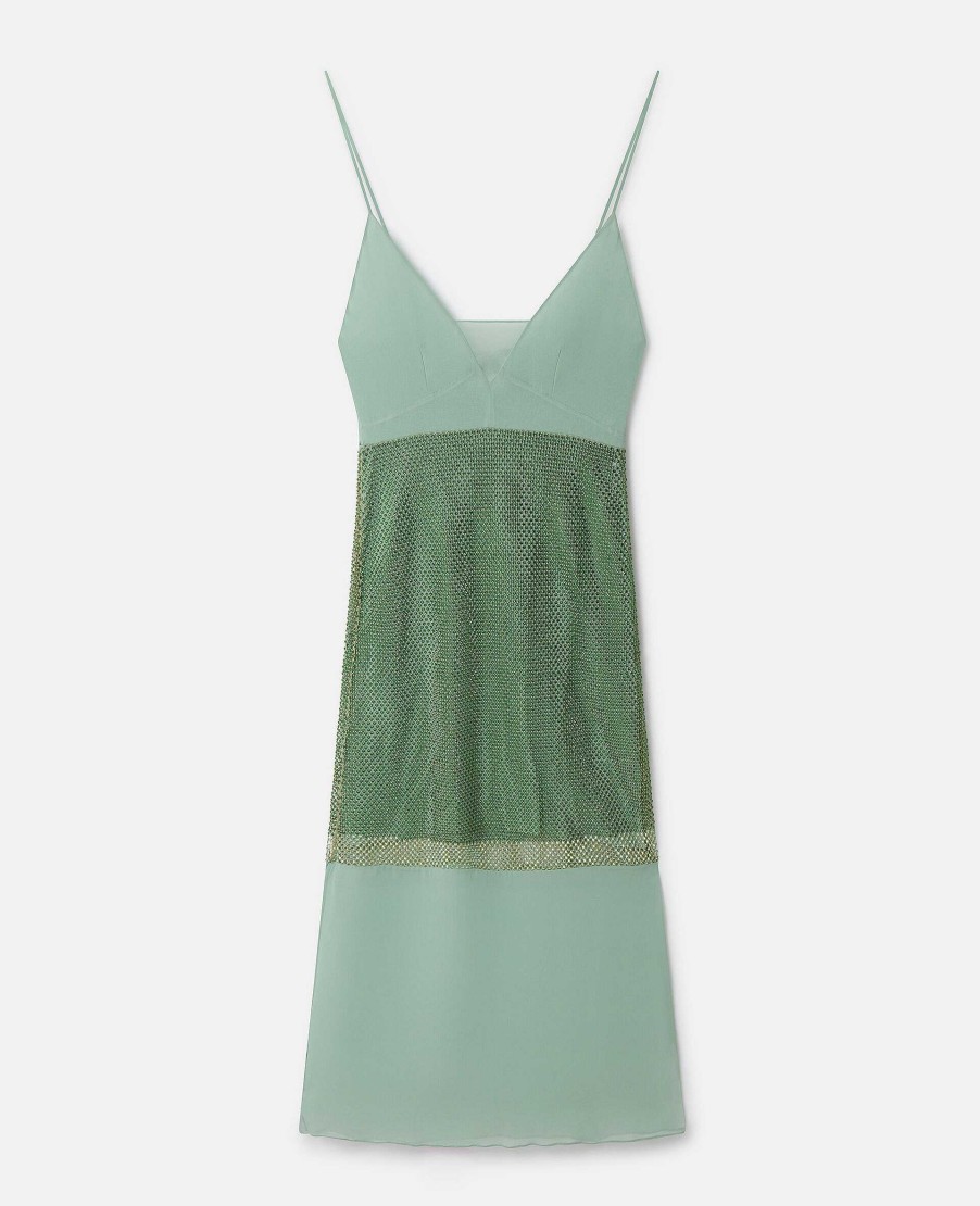 Women Stella McCartney Dresses | Crystal Panel Satin Slip Dress