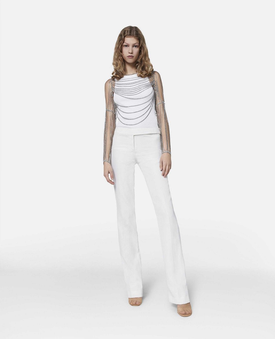 Women Stella McCartney Shirts And Tops | Crystal Chain Sleeve Top