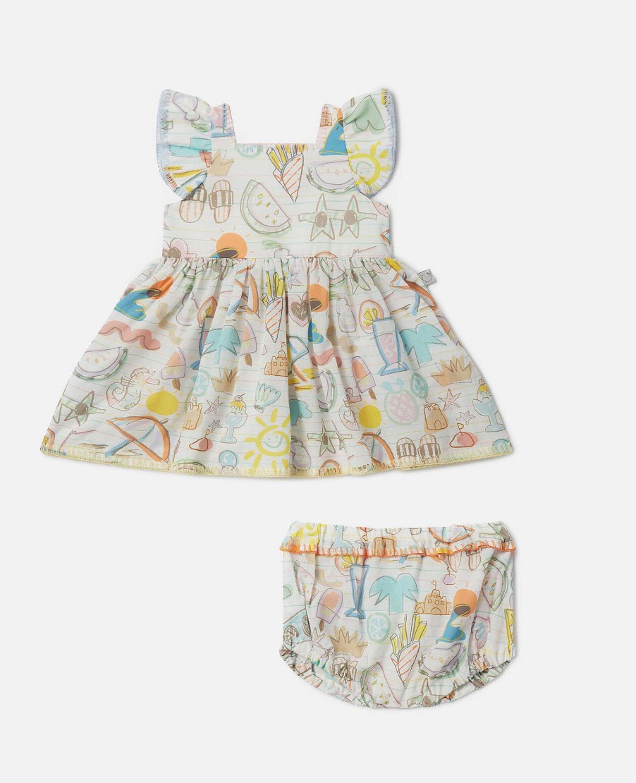 Kids Stella McCartney Baby Girls | Summer Doodles Print Dress And Bloomers Set